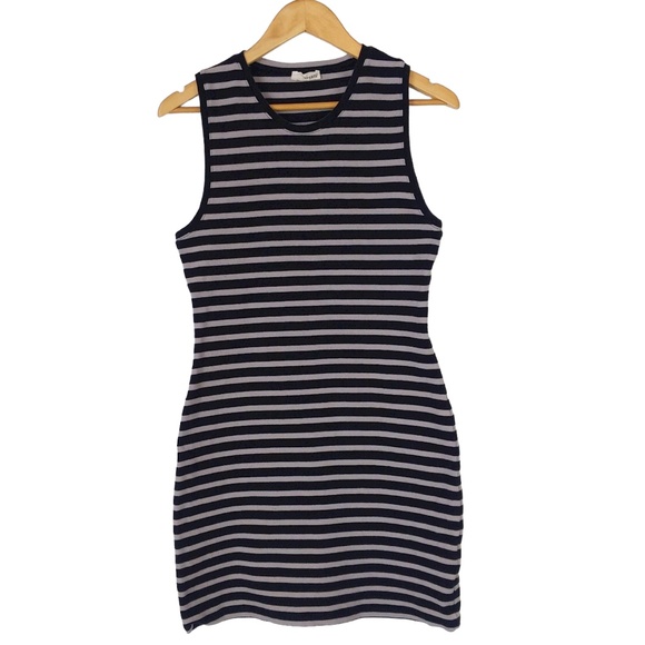 Aritzia Wilfred Free Black and Grey Striped Sleeveless Knit Tube Dress - Picture 5 of 8